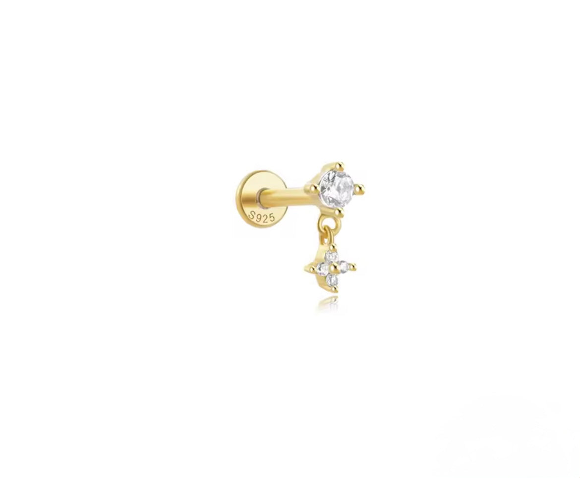 Piercing Circon Mini Flor Colgante