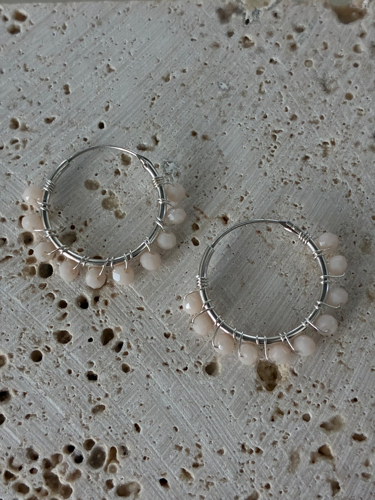 Argollas lisas 18mm Con Cristales Rosa